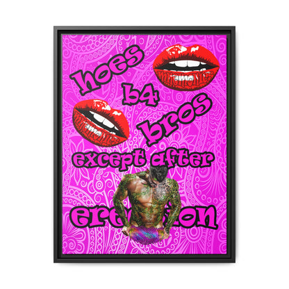hoes b4 bros - framed canvas art (pink swirl)