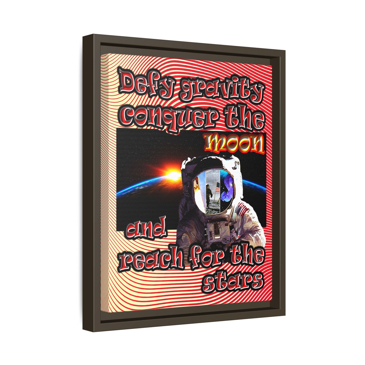 defy conquer reach - framed canvas art (yellow-orange wave)