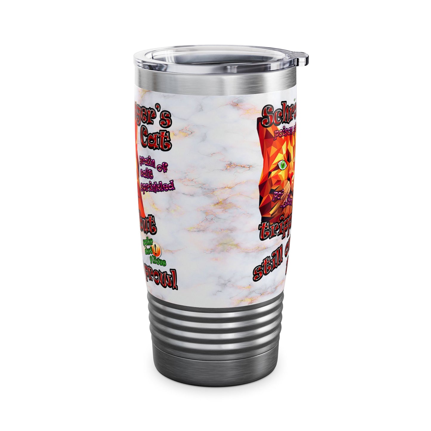 schrodinger's cat - Ringneck Tumbler, 20oz (white marble)