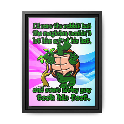 turtle race - framed canvas art (light blue-pink wave)
