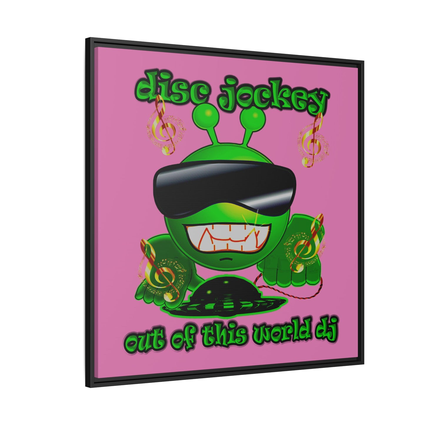 disc jockey - framed canvas art (light pink)