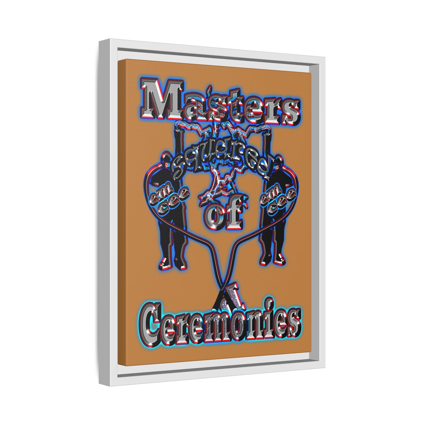 em cee squared - framed canvas art (light brown)