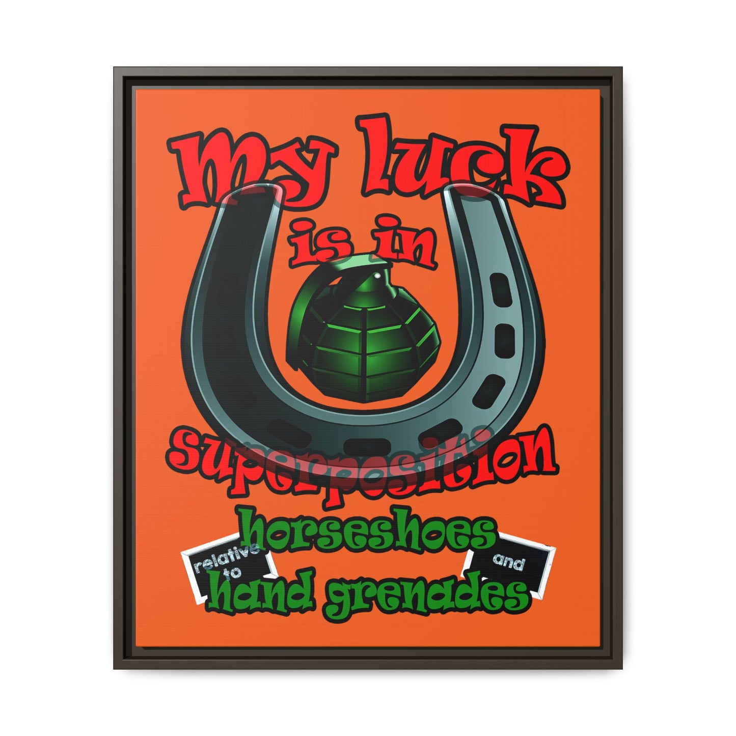 my luck - framed canvas art (orange)