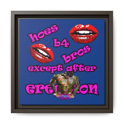 hoes b4 bros - framed canvas art (dark blue)