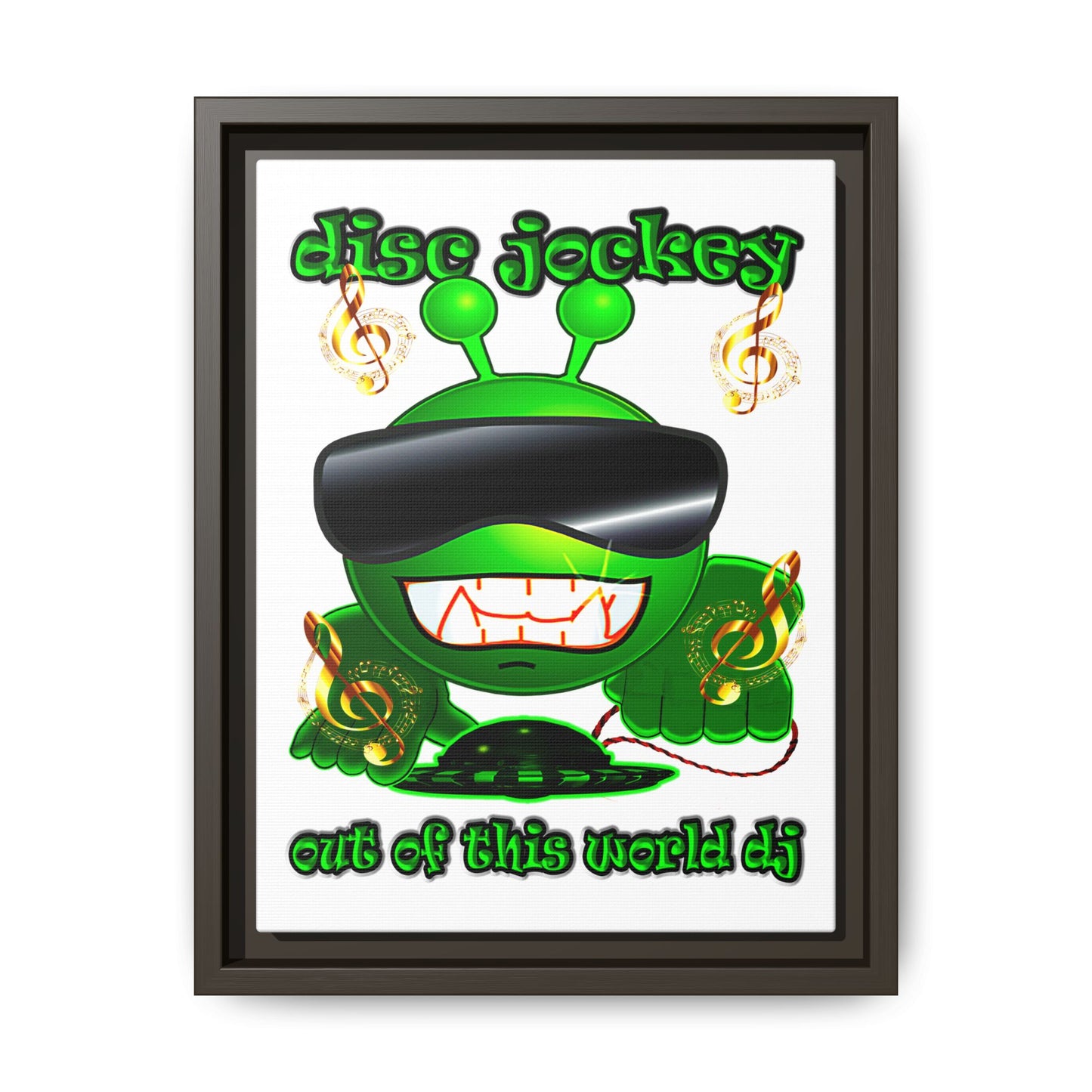 disc jockey - framed canvas art (white)