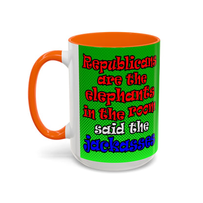 donkeys and elephants - Accent Mug (logo green)