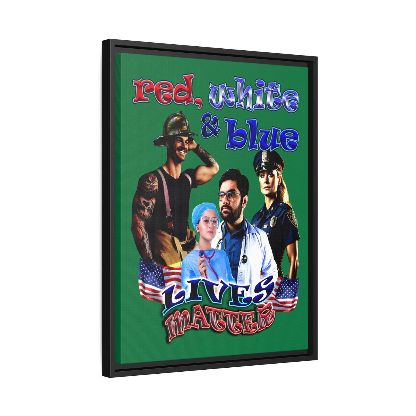 rw&b lives matter - framed canvas art (dark green)