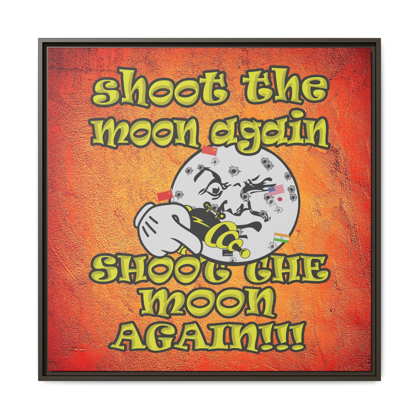 shoot the moon again - framed canvas art (burnt orange)