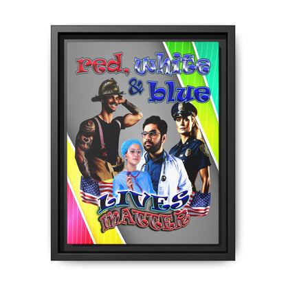 rw&b lives matter - framed canvas art (rainbow split)
