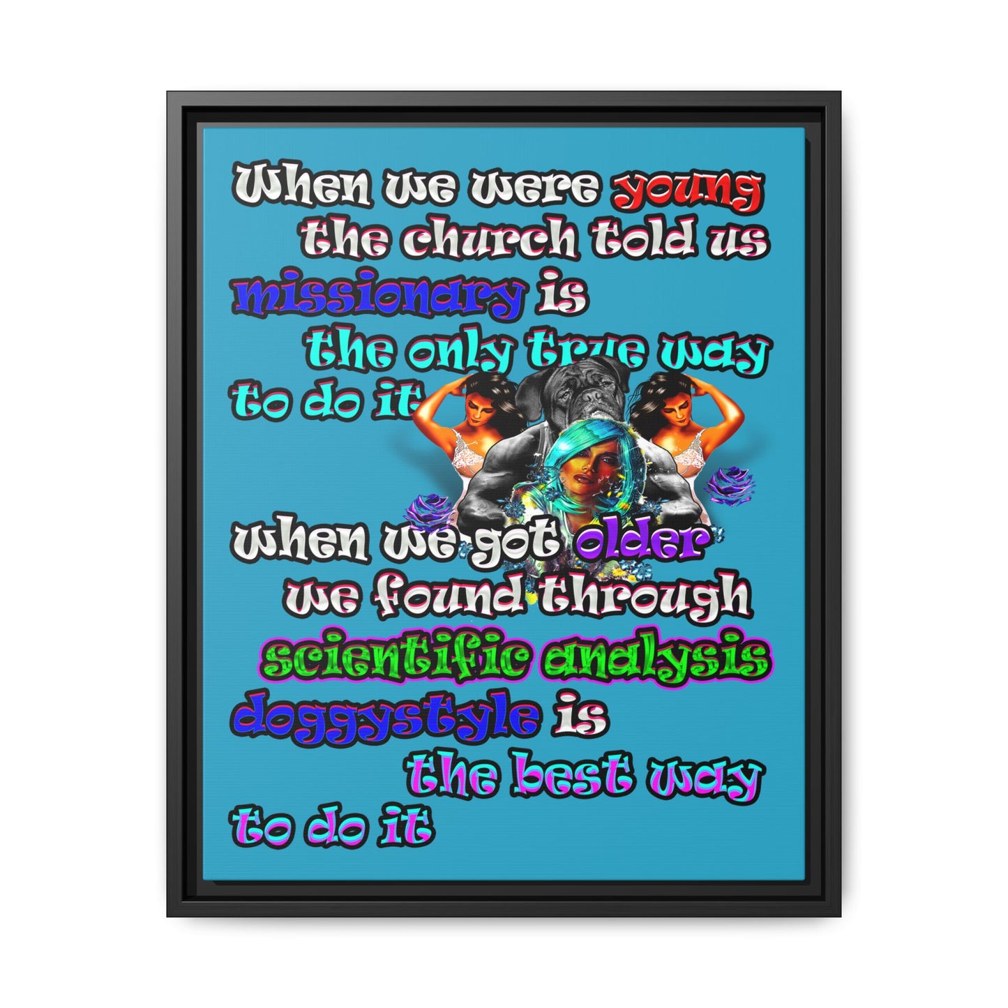 doggystyle - framed canvas art (turquoise)