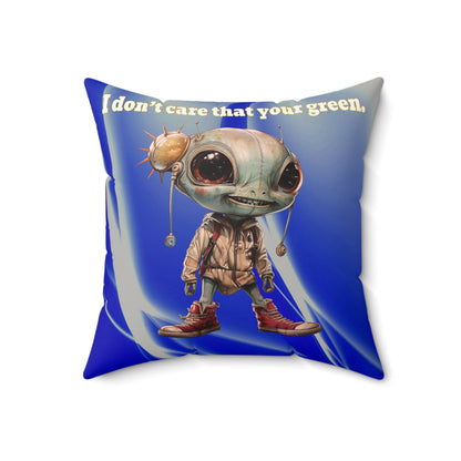 I don't care that your grey - Faux Suede Square Pillow - (blue-white wave)