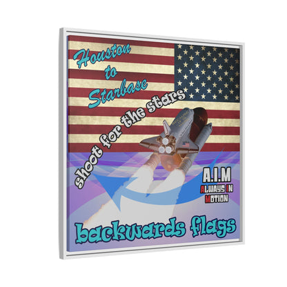 shoot for the stars - framed canvas art (light blue-pink wave)