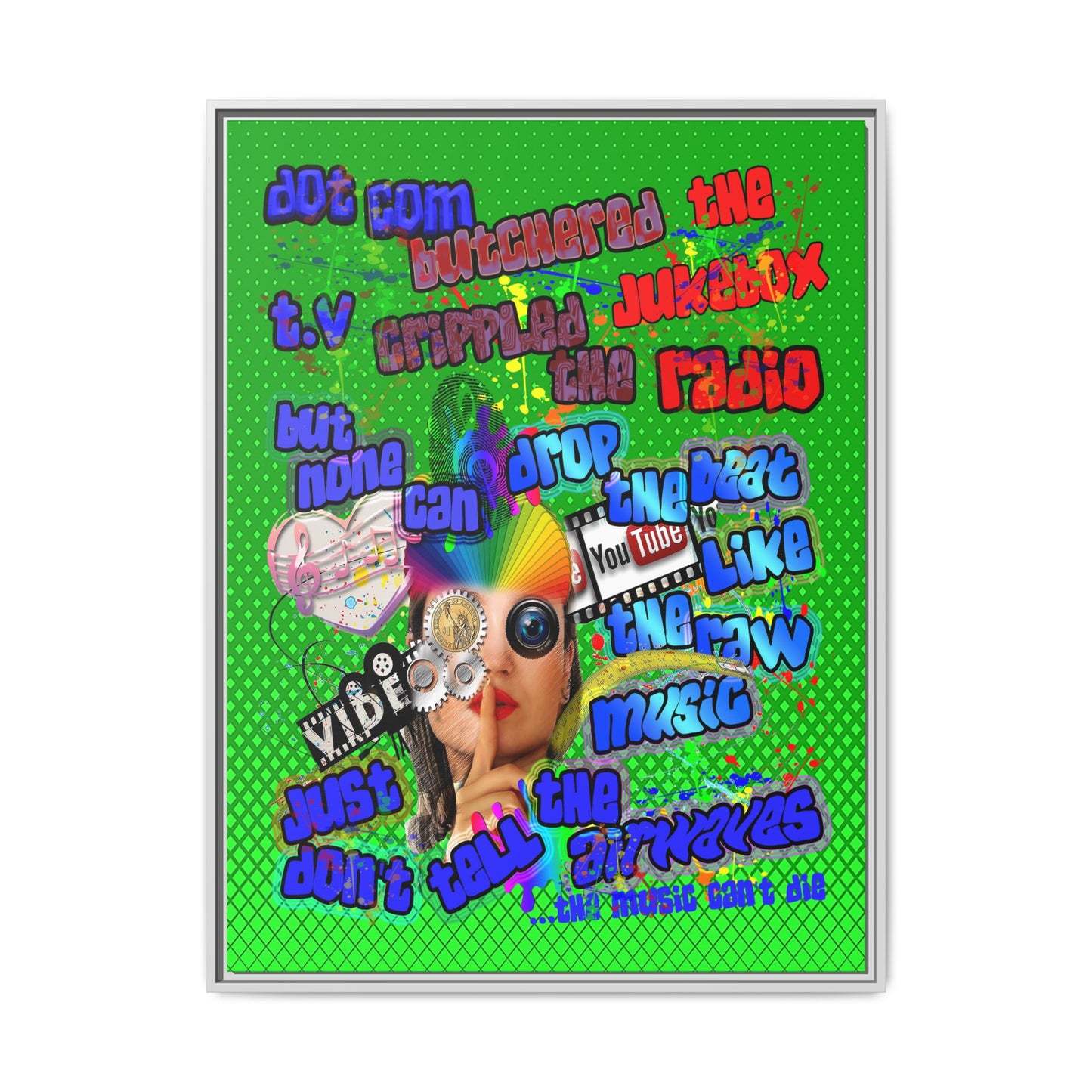 drop the beat - framed canvas art (logo green)