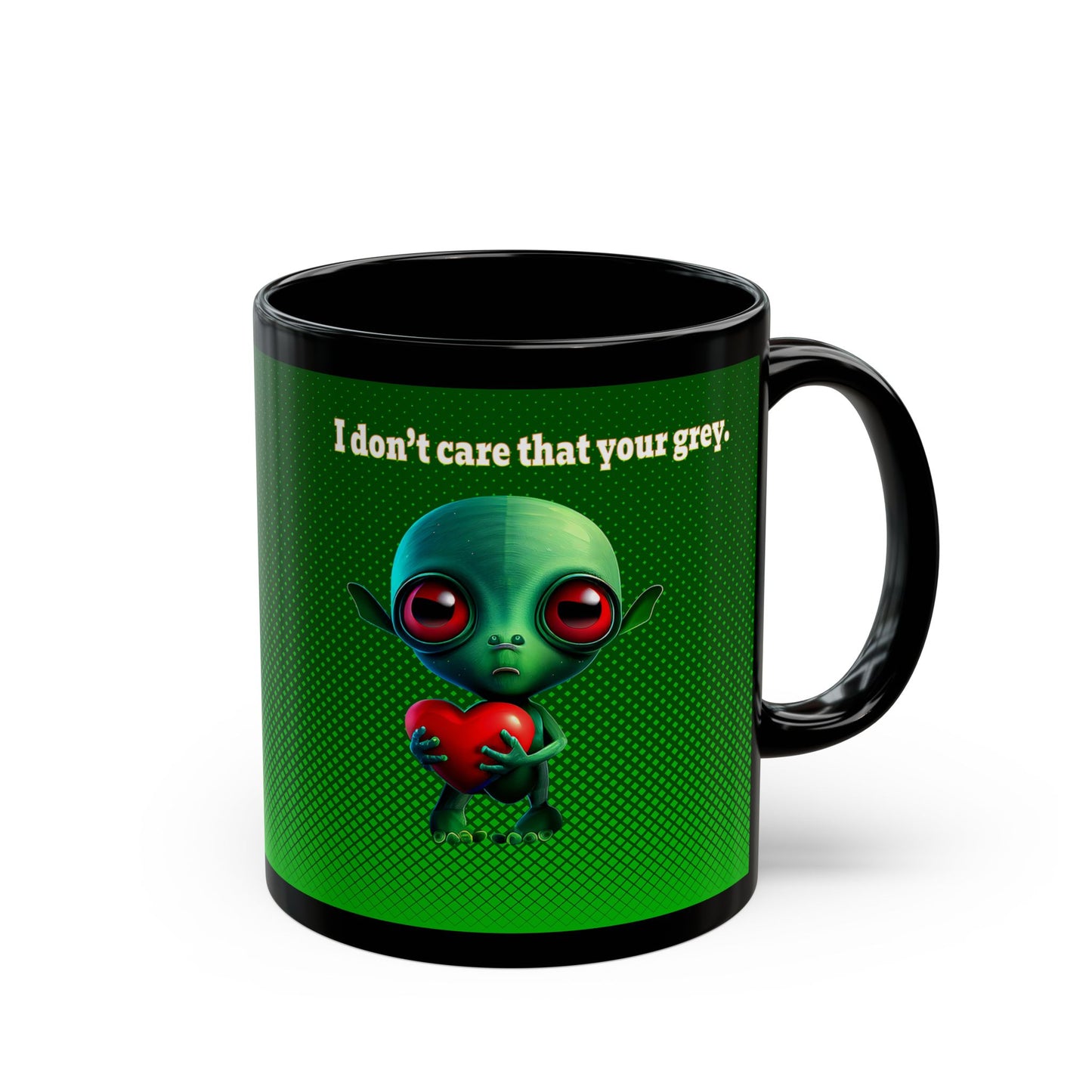 I don't care that your grey - Black Mug (logo green)