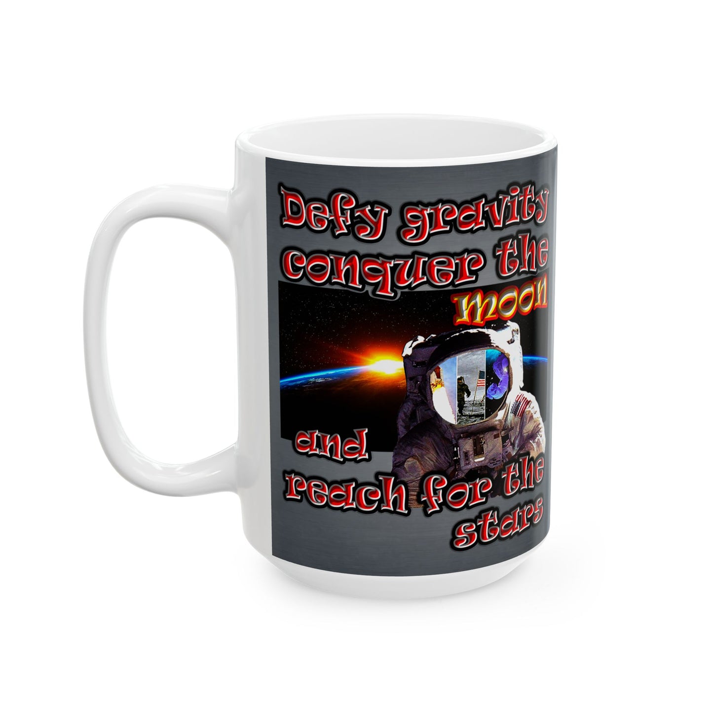 defy conquer reach - White Mug (grey-light grey)