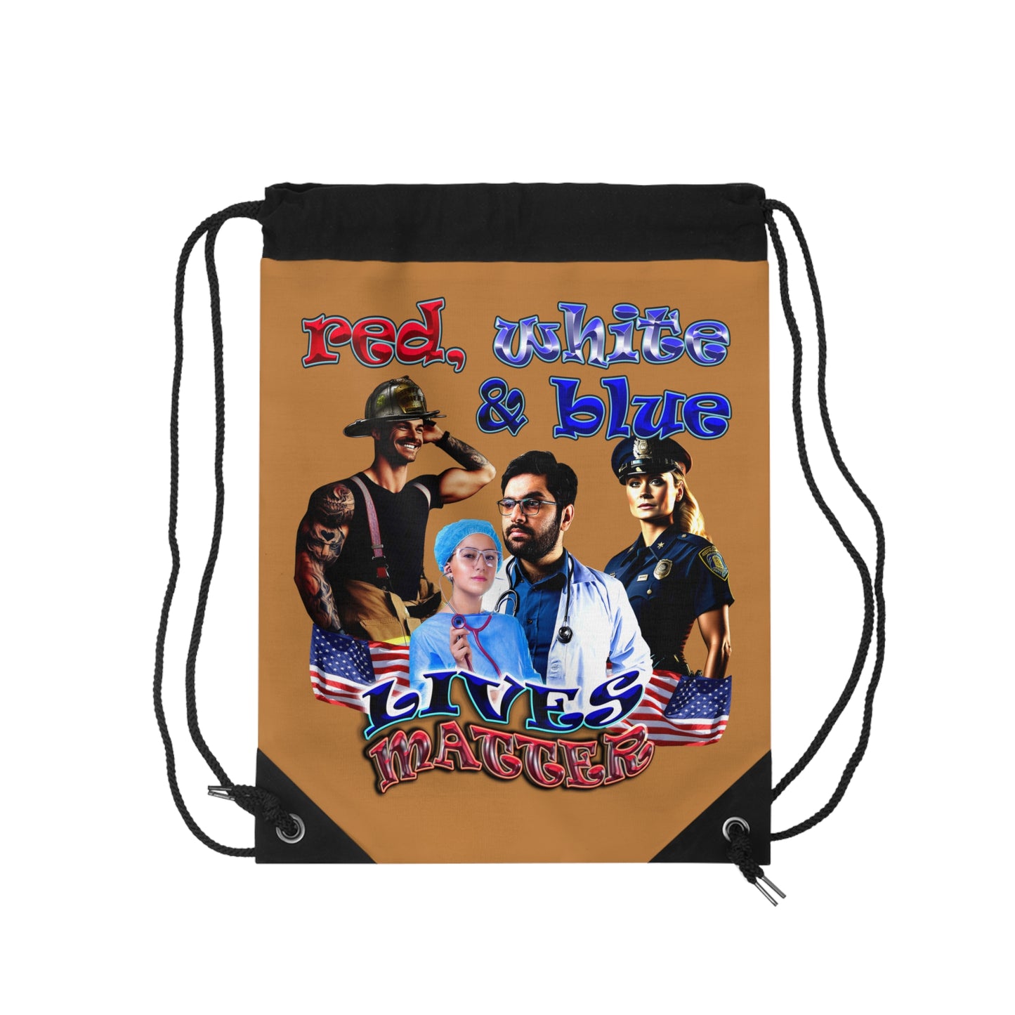 rw&b lives matter - Drawstring Bag (light brown)