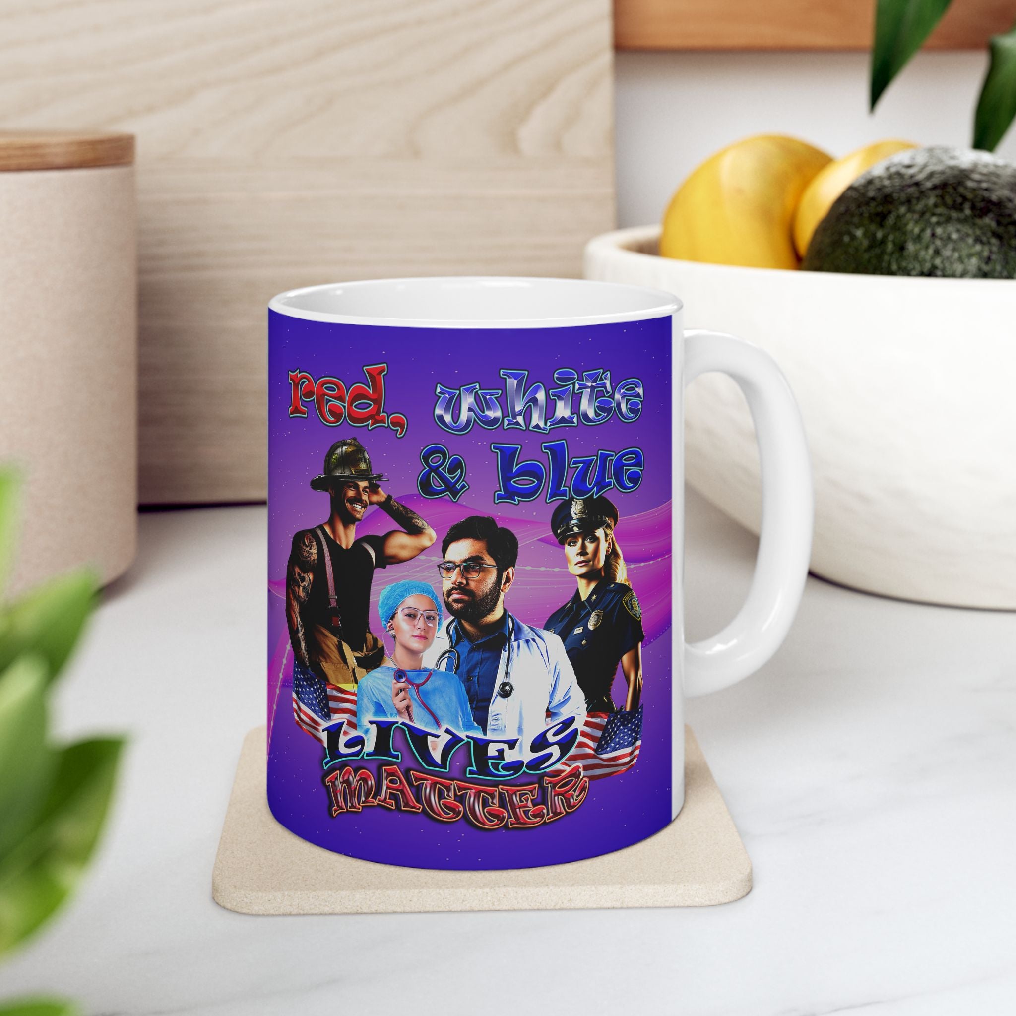rw&b lives matter - White Mug (purple-pink wave)