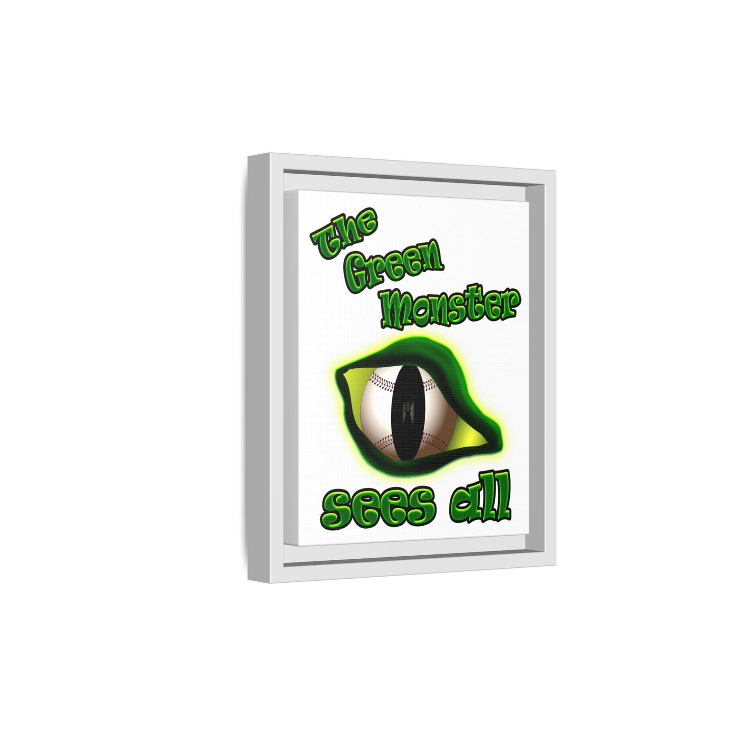 green monster - framed canvas art (white)