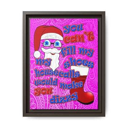 santa's shoes - framed canvas art (pink swirl)