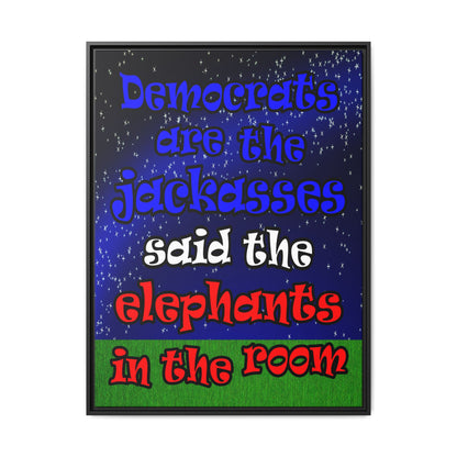 donkeys and elephants - framed canvas art ('snoops' background)