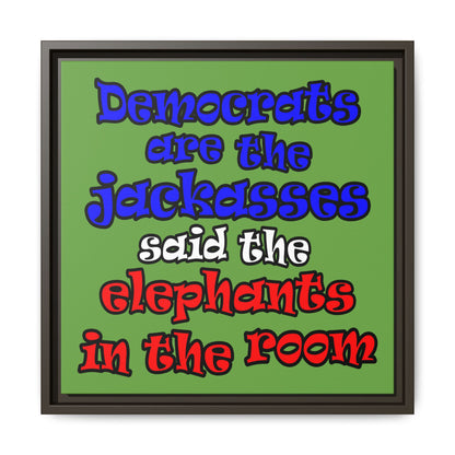 donkeys and elephants - framed canvas art (green)