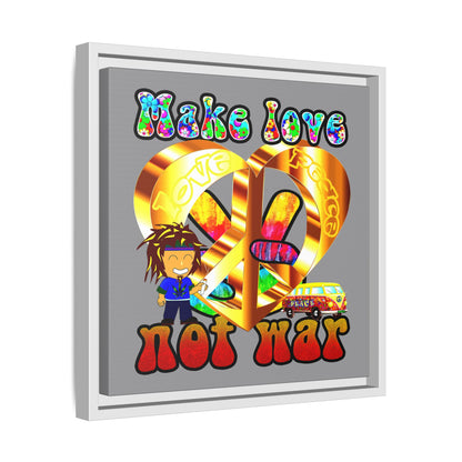 love peace - framed canvas art (grey)