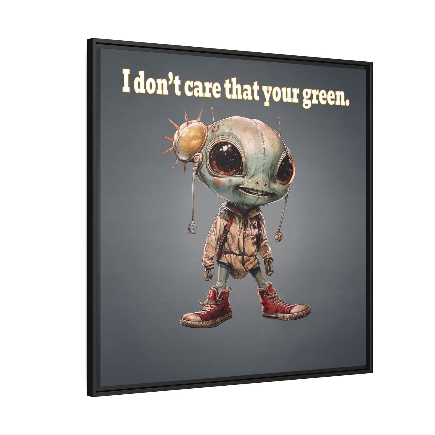 I don't care that your green - framed canvas art (grey-light grey)