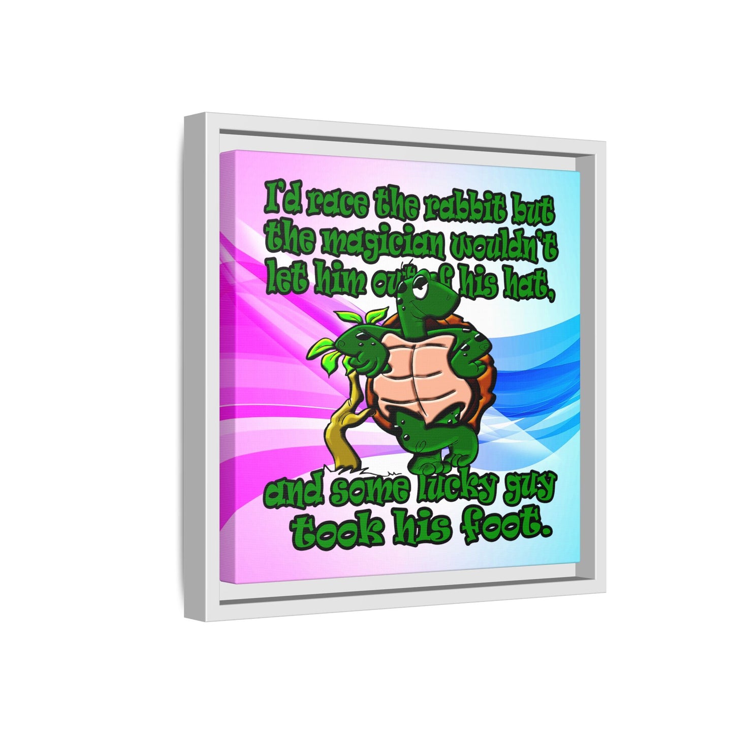 turtle race - framed canvas art (light blue-pink wave)