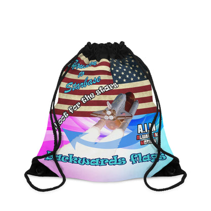 shoot for the stars - Drawstring Bag (light blue-pink wave)