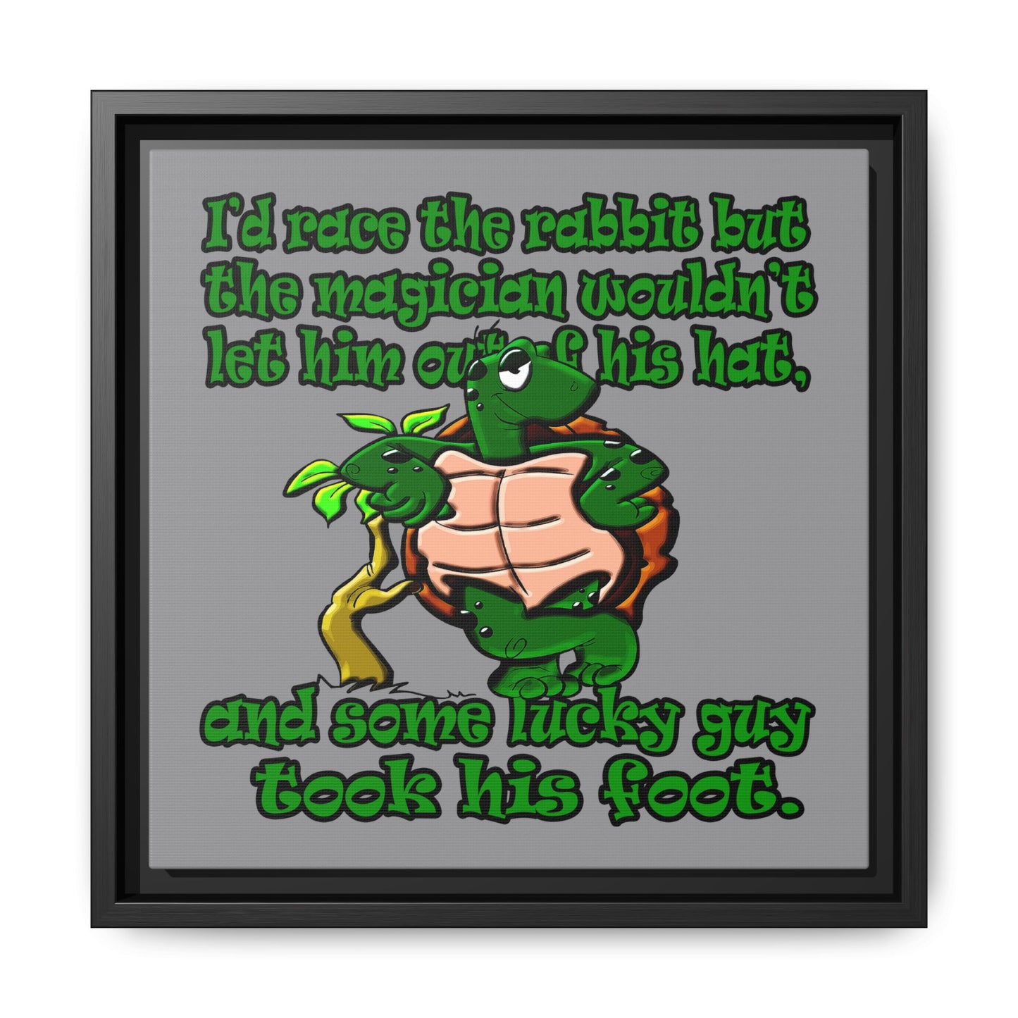 turtle race - framed canvas art (grey)