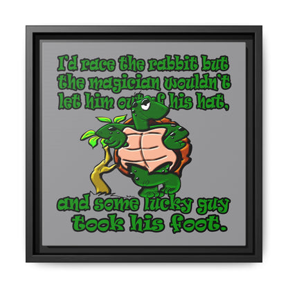 turtle race - framed canvas art (grey)