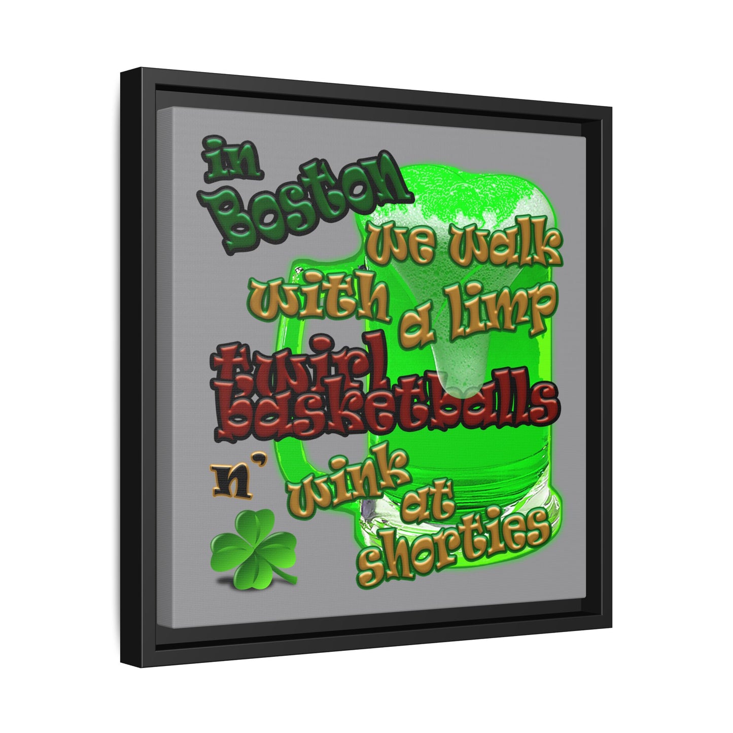 celtics logo - framed canvas art (grey)