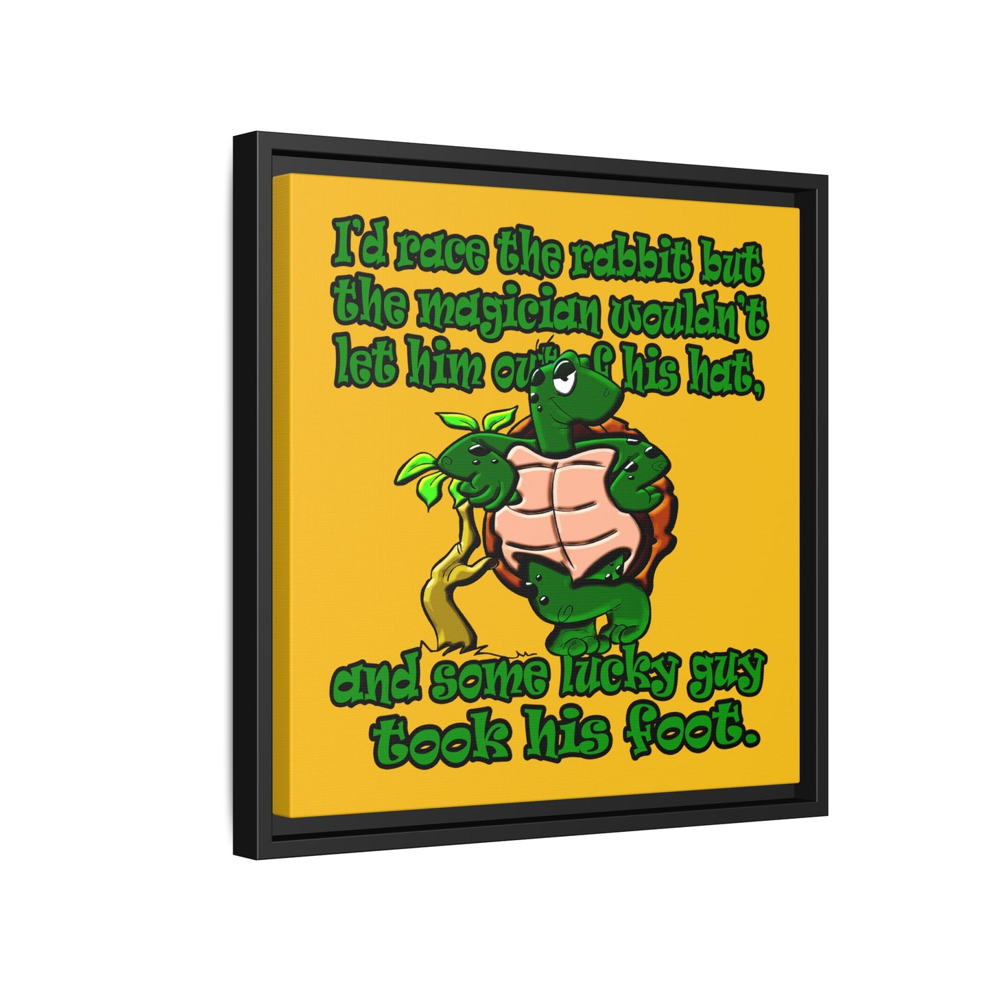 turtle race - framed canvas art (yellow)