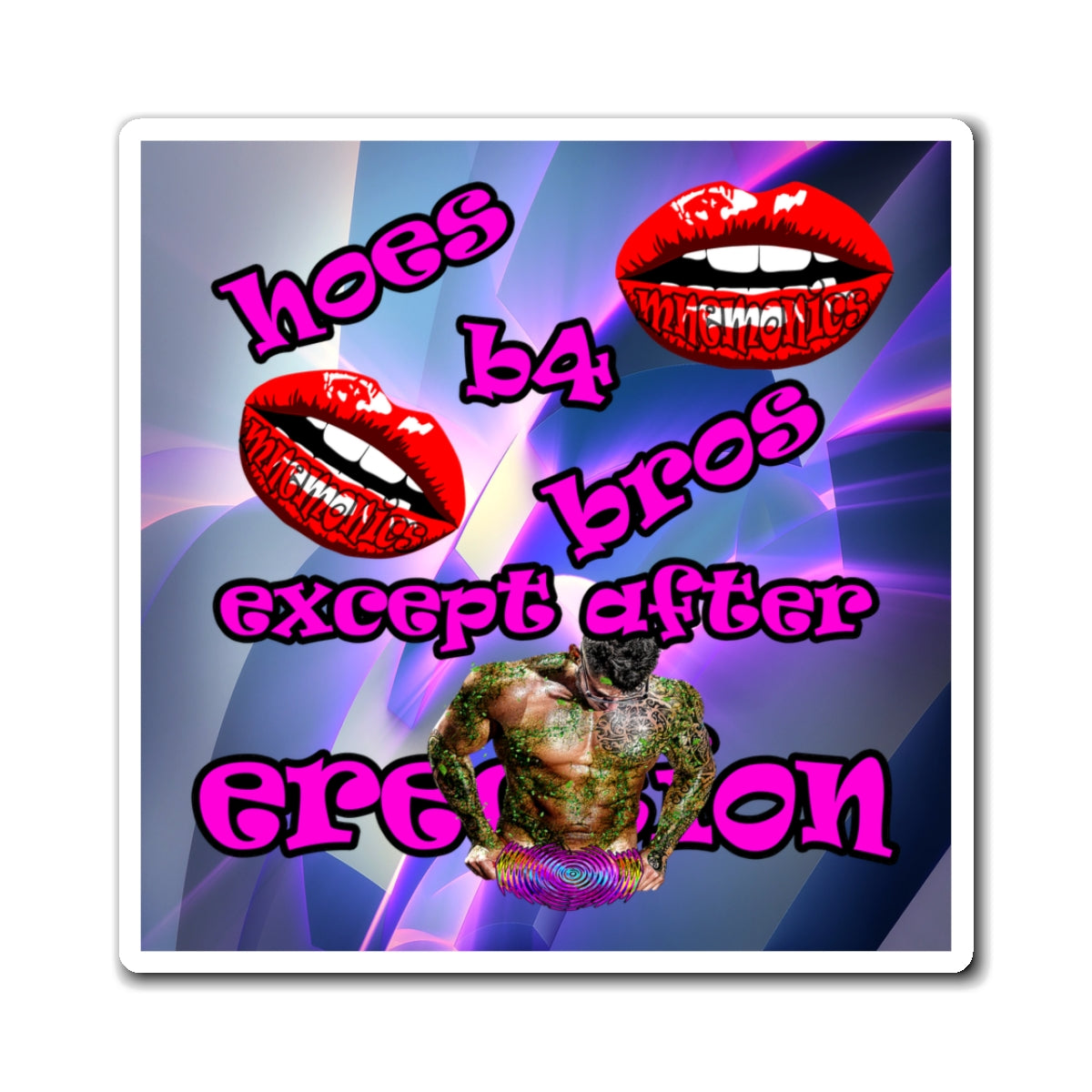 hoes b4 bros - Magnets - (grey-pink wave)