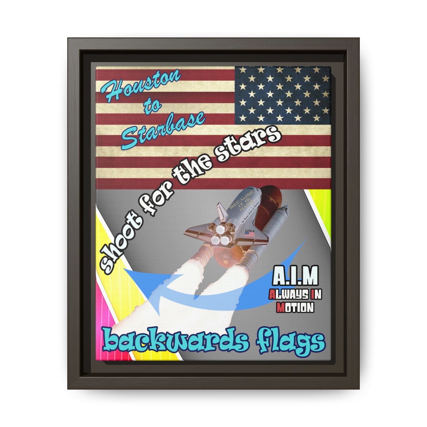 shoot for the stars - framed canvas art (rainbow split)