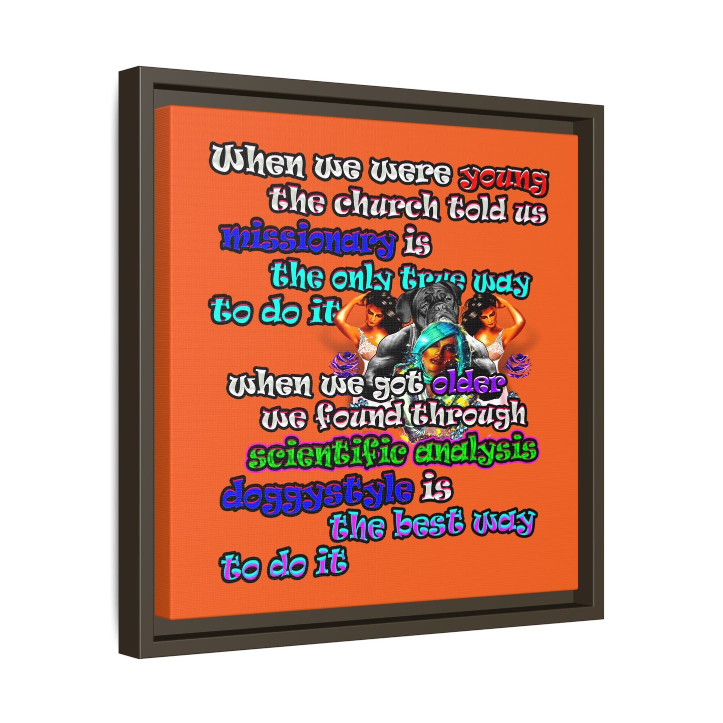 doggystyle - framed canvas art (orange)