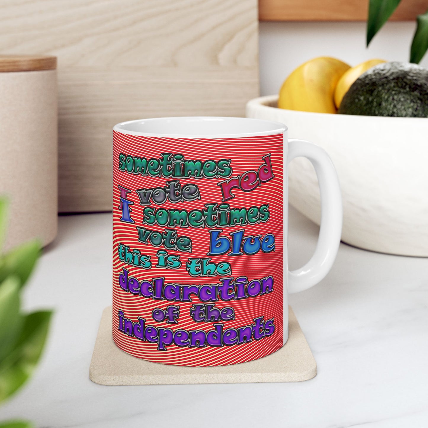 declaration of the independents - White Mug (yellow-orange wave)