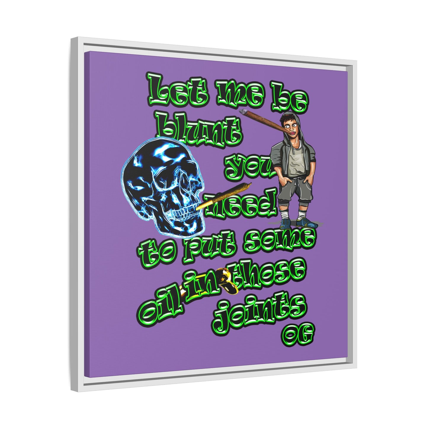 og - framed canvas art (light purple)