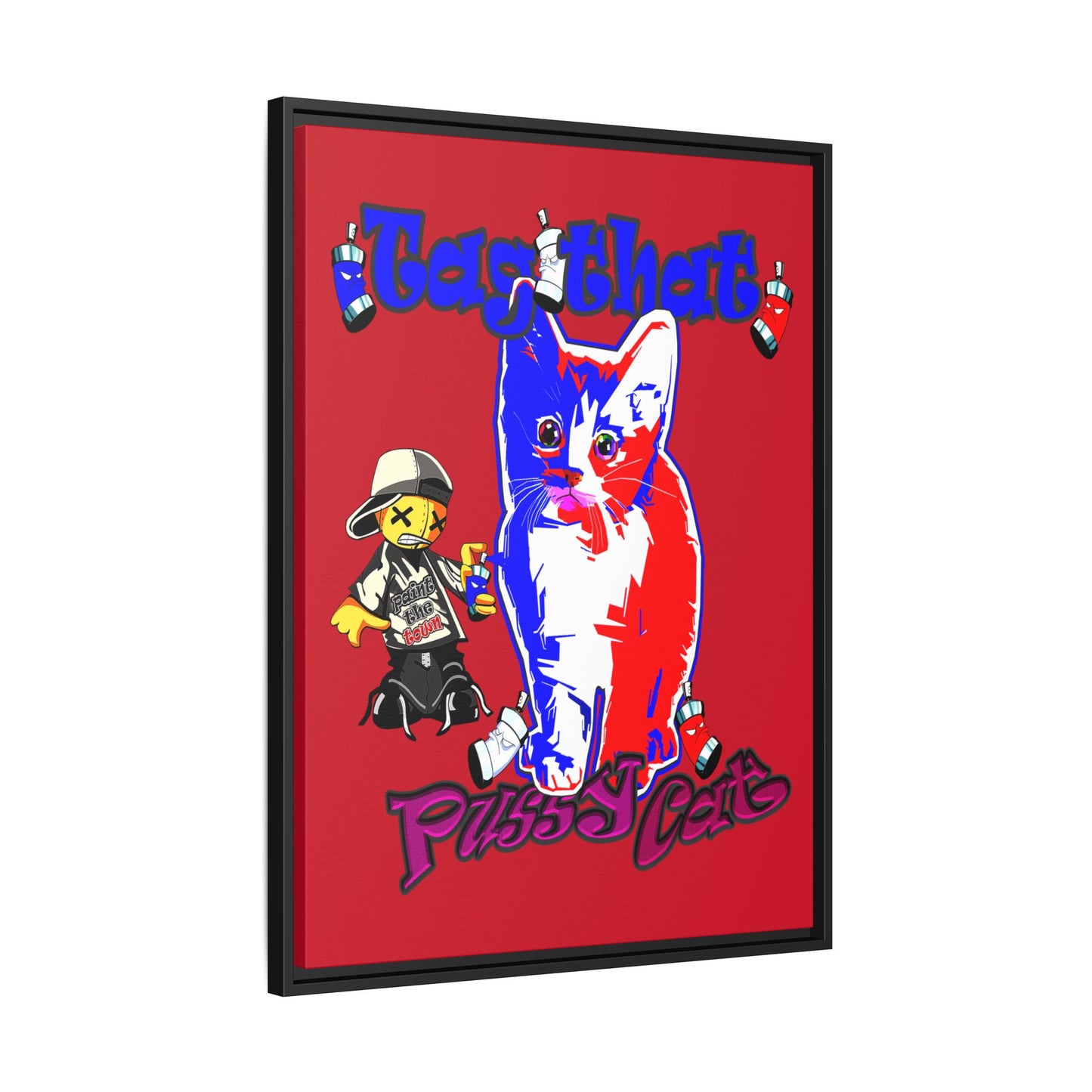 tag that - framed canvas art (dark red)