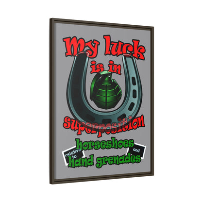 my luck - framed canvas art (grey)