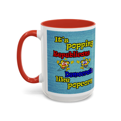 popping like popcorn - Accent Mug (faded dark blue)