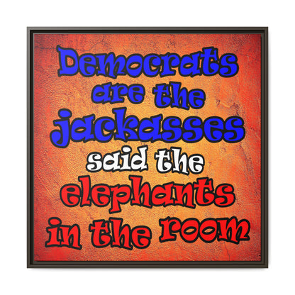 donkeys and elephants - framed canvas art (burnt orange)