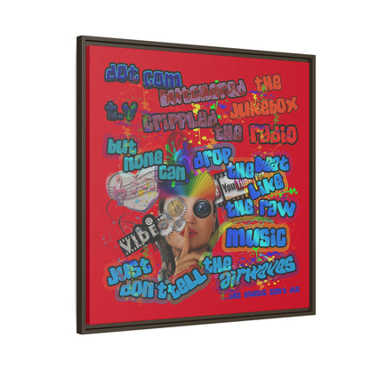 drop the beat - framed canvas art (dark red)