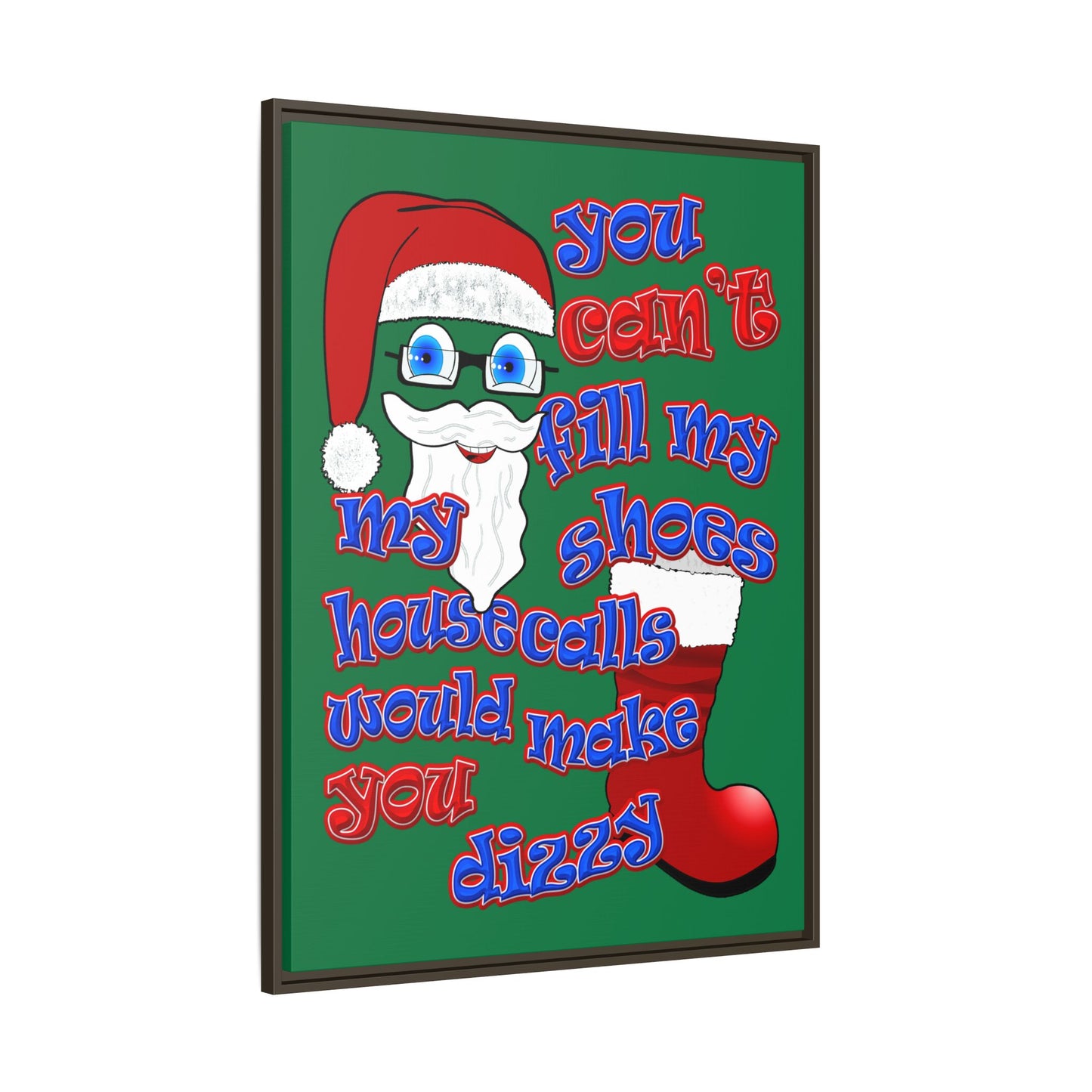 santa's shoes - framed canvas art (dark green)