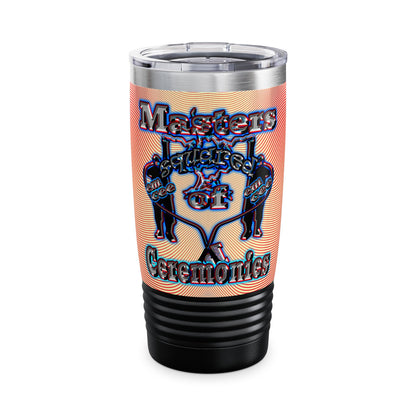 em cee squared - Ringneck Tumbler, 20oz (yellow-orange wave)