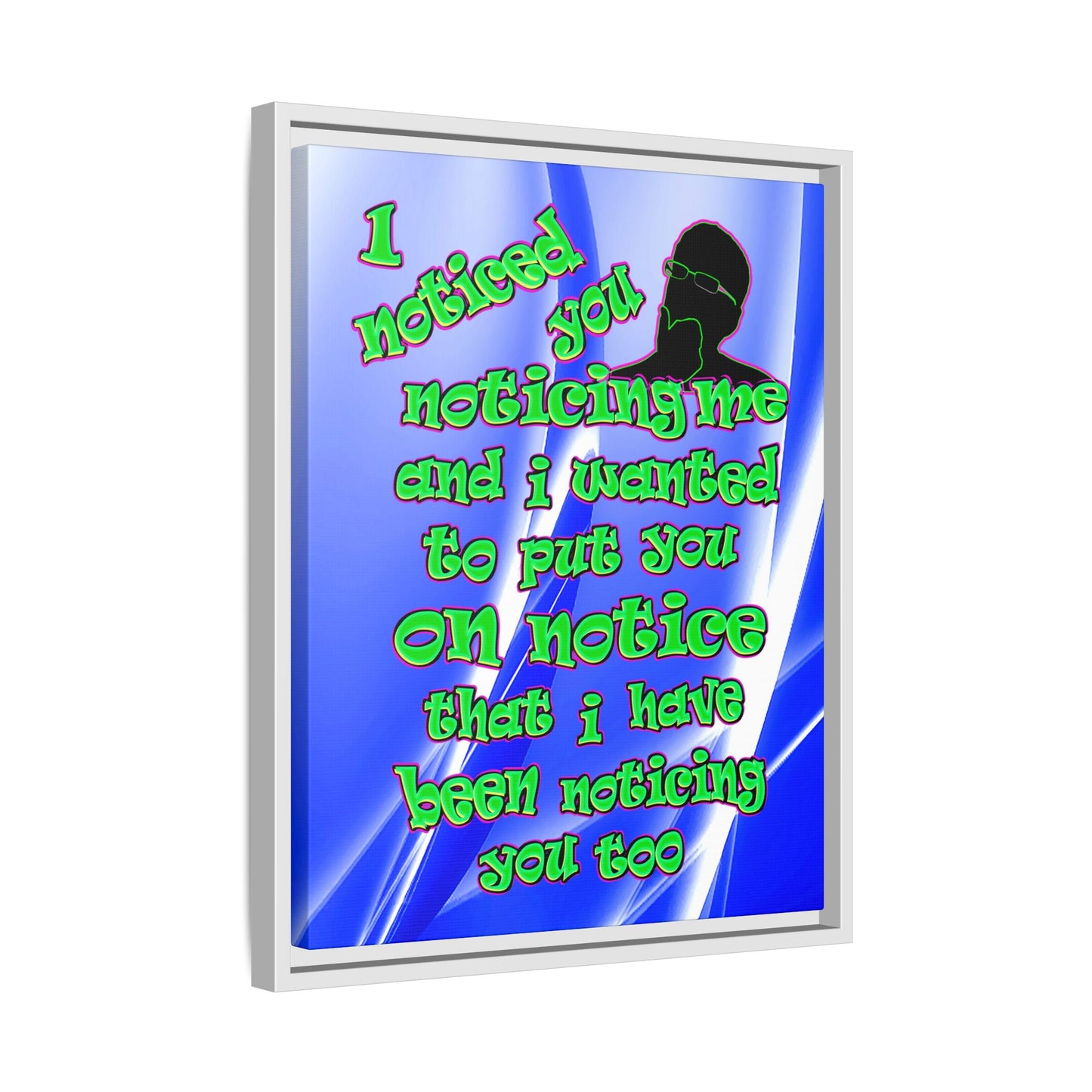 noticed you noticing - framed canvas art (blue-white wave)