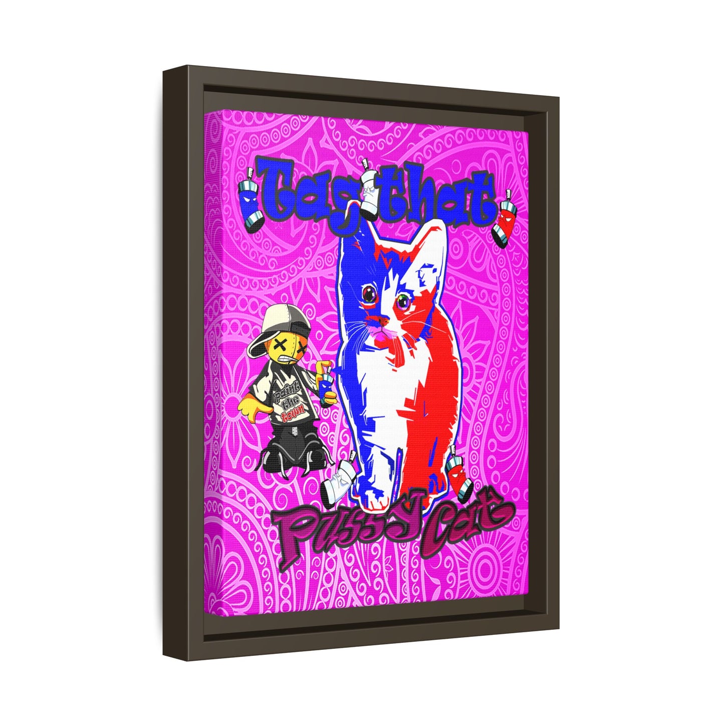 tag that - framed canvas art (pink swirl)
