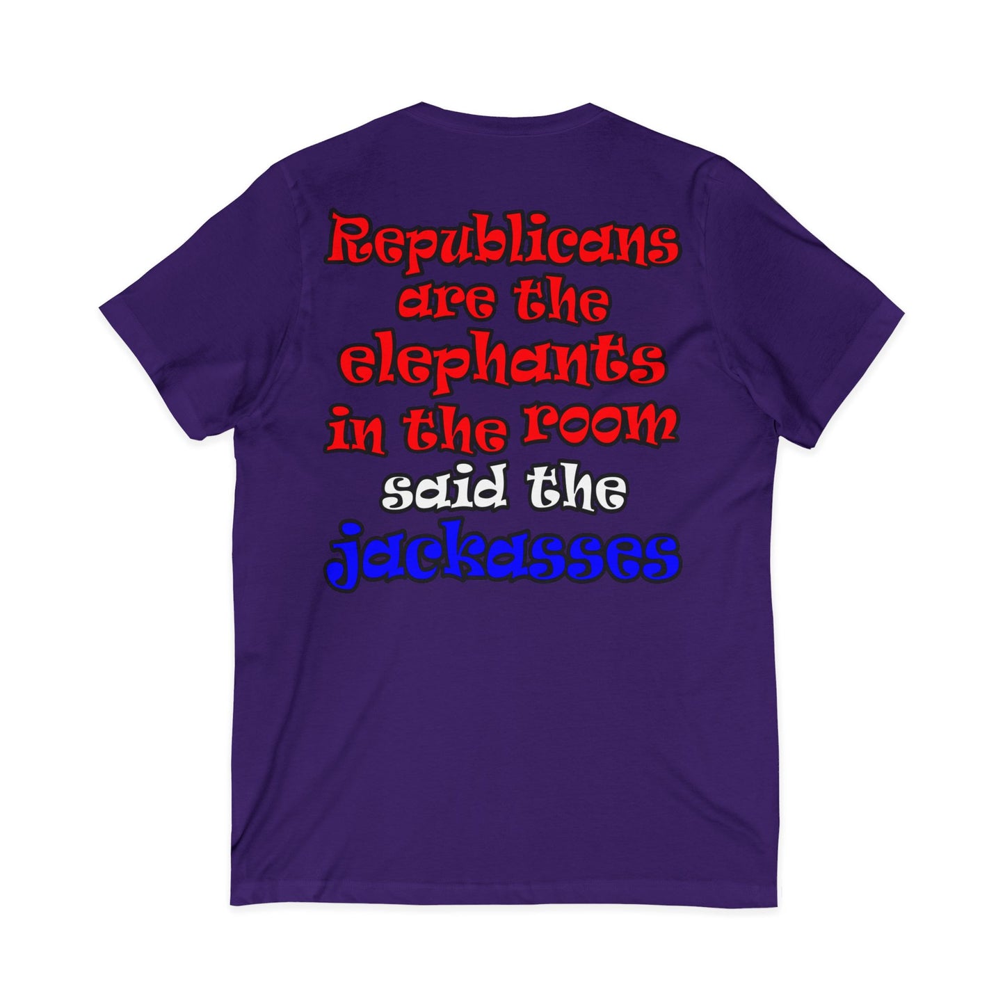 donkeys and elephants - Unisex Jersey Short Sleeve V-Neck Tee
