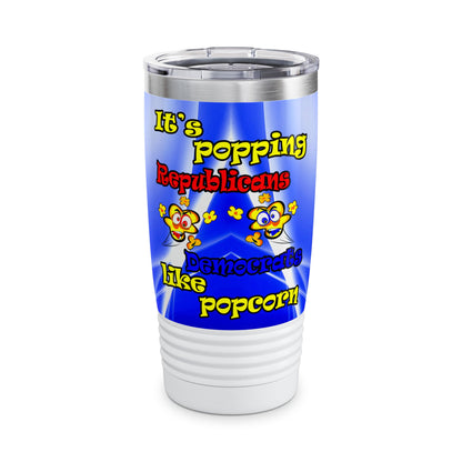 popping like popcorn - Ringneck Tumbler, 20oz (blue-white wave)