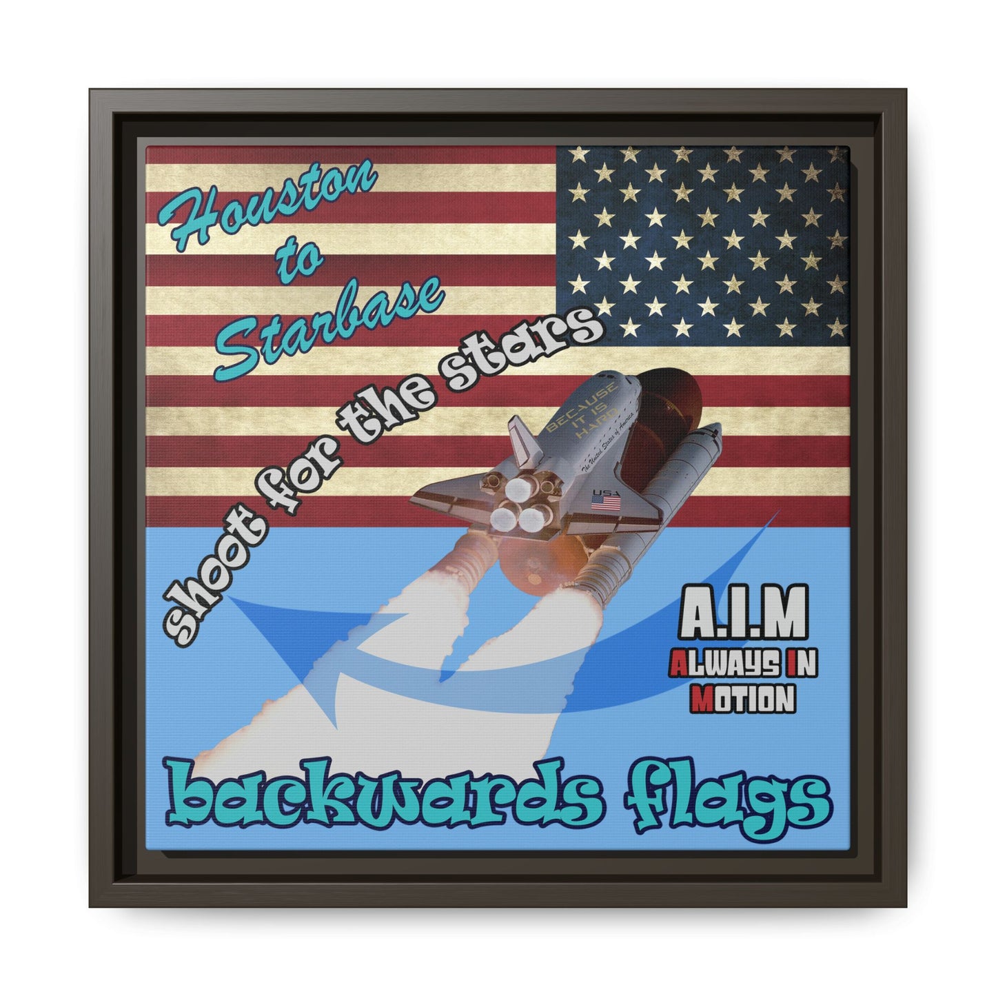 shoot for the stars - framed canvas art (light blue)